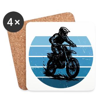 Motif motocross pour les vrais passionnés - Dessous de verre (lot de 4) - blanc - Devant
