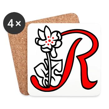 Buchstabe R - Untersetzer (4er-Set) - Weiß - Vorne