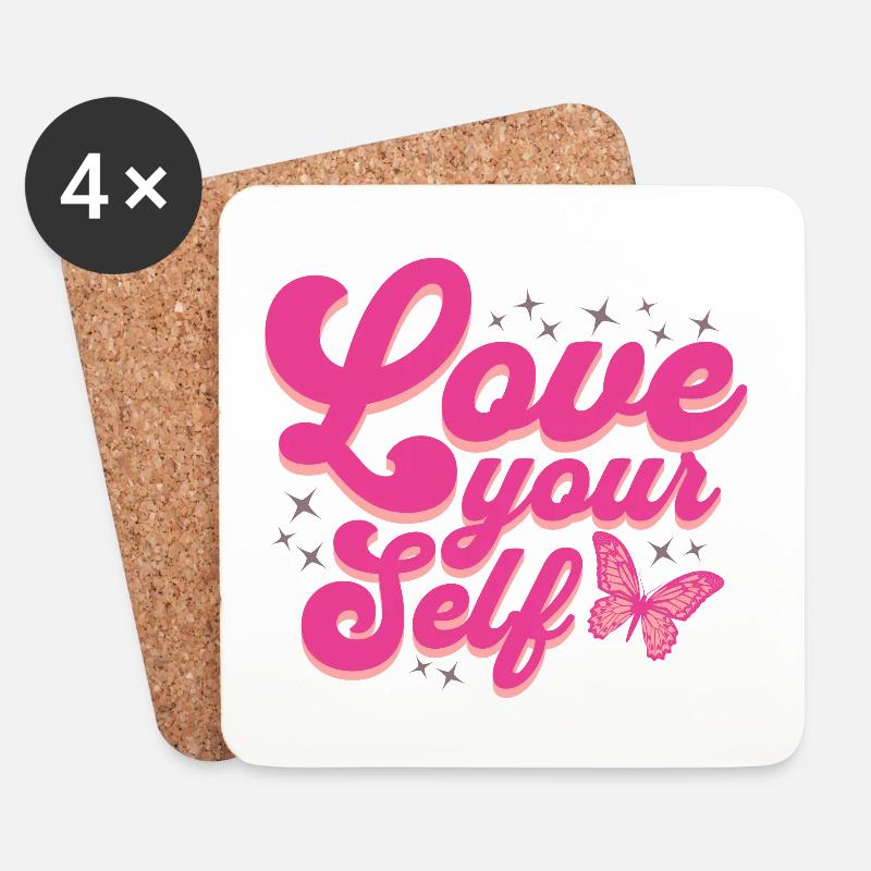 Love your Self Liebe Dich selber - Untersetzer (4er-Set) - Weiß