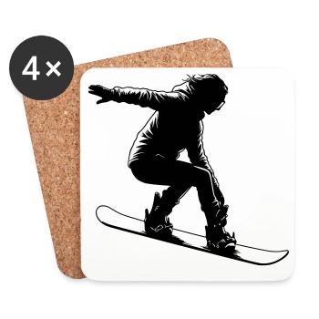 Female snowboarder with elegant pose - Coasters (set of 4) - white - Front