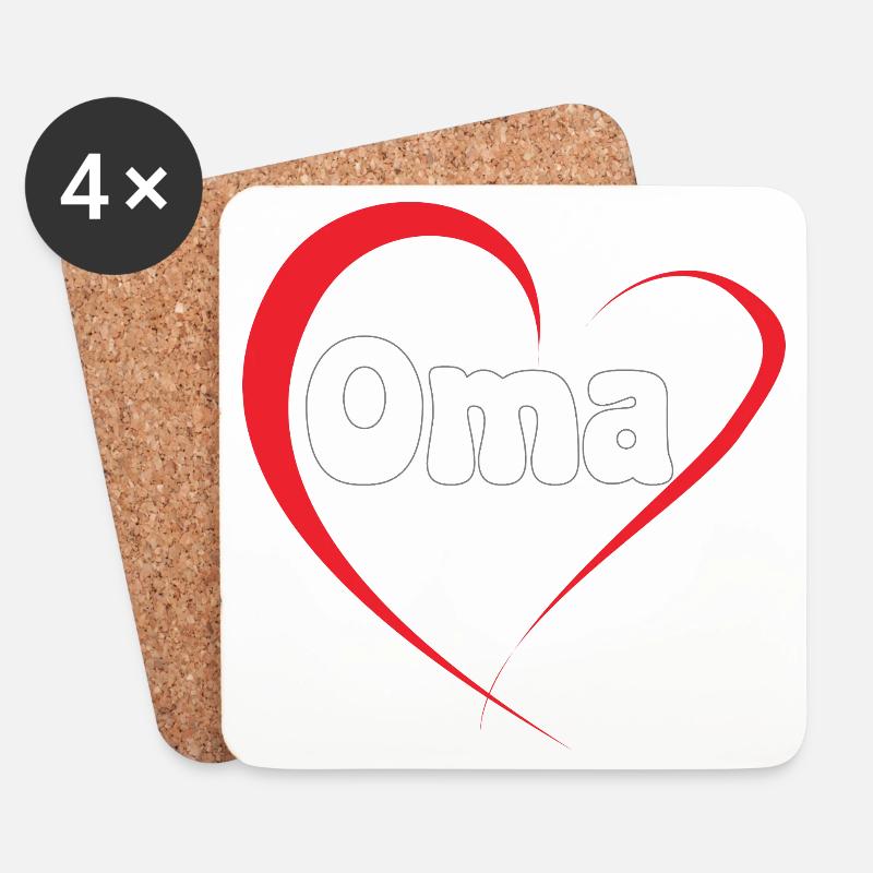 Oma Herzliebe - Untersetzer (4er-Set) - Weiß