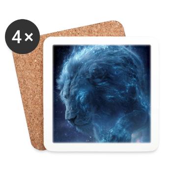 Cosmic Lion Galaxy Stardust Motif - Coasters (set of 4) - white - Front