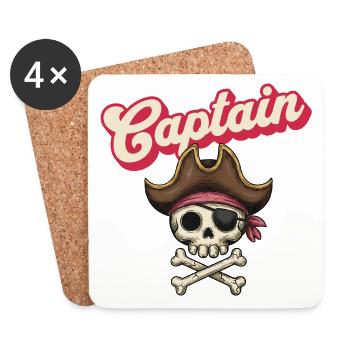 Capitaine Crâne Pirate Icône - Dessous de verre (lot de 4) - blanc - Devant