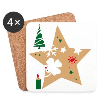 Poinsettia Advent - Coasters (set of 4) - white - Front