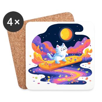 Cats on sugar stream - Coasters (set of 4) - white - Front
