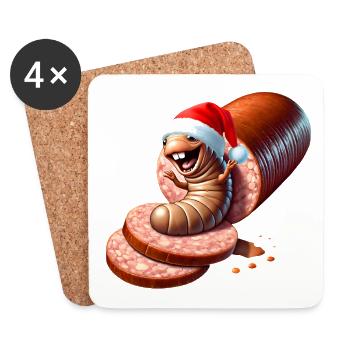 Salami Made Santa Caricature - Coasters (set of 4) - white - Front