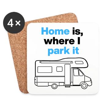 Home is where I park it. Campervan and road tripper - Coasters (set of 4) - white - Front