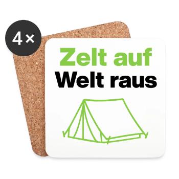 Tent up – world out, for outdoor fans and campers - Coasters (set of 4) - white - Front