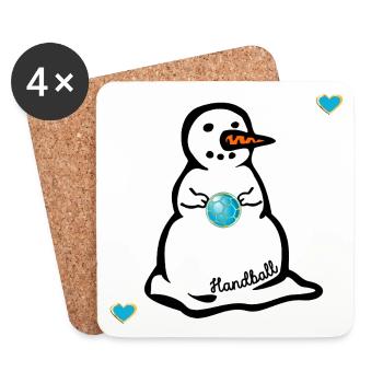 Winter Handball Kids Snowman - Coasters (set of 4) - white - Front