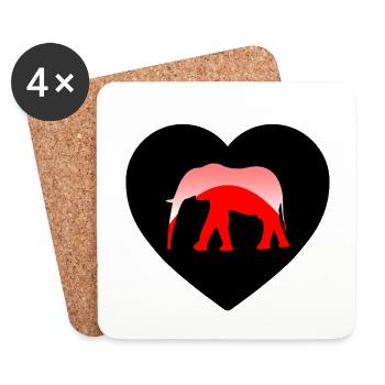 Elephant - Coasters (set of 4) - white - Front