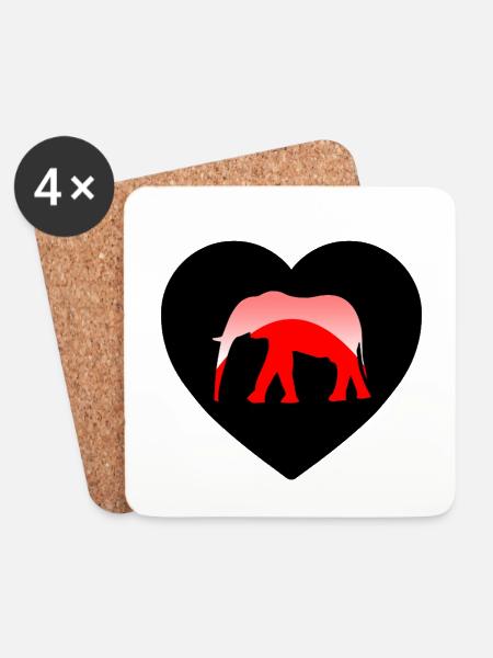 Elefant - Untersetzer (4er-Set) - Weiß
