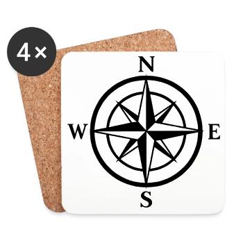 Nordstern Kompassrose Print - Untersetzer (4er-Set) - Weiß - Vorne