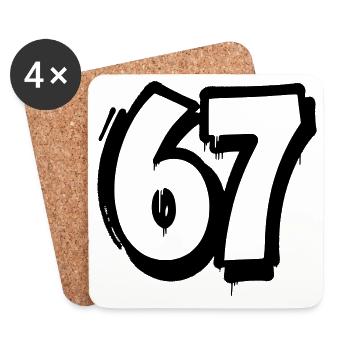 Comic Number 67 – Bold Black and White Outline - Coasters (set of 4) - white - Front