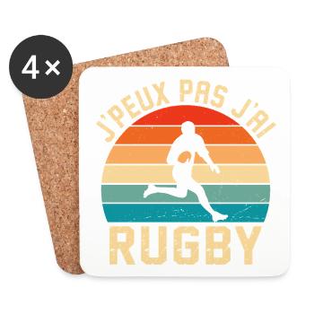 je peux pas j'ai rugby cadeau rugby - Dessous de verre (lot de 4) - blanc - Devant