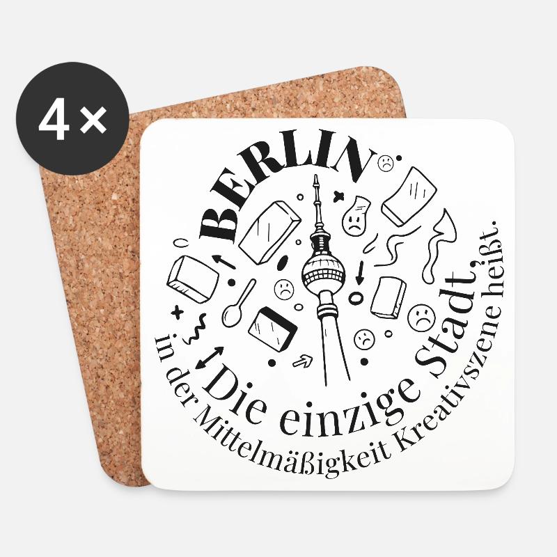 Berliner Turm Kreativ Motiv - Untersetzer (4er-Set) - Weiß