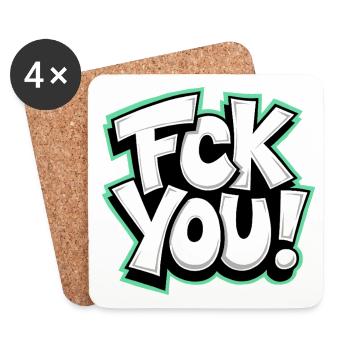 FCK YOU lettering provocative statement - Coasters (set of 4) - white - Front