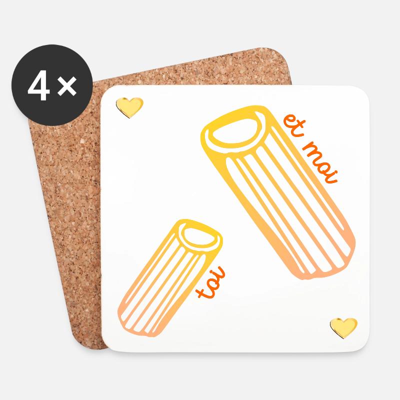 Pasta Beziehung Liebe - Untersetzer (4er-Set) - Weiß