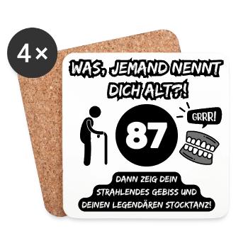 87 and legendary: Teeth out, stick dancing on! - Coasters (set of 4) - white - Front