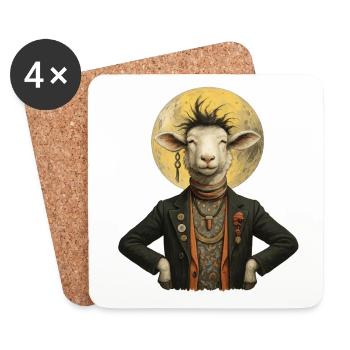 Moon Gentleman Sheep - Coasters (set of 4) - white - Front