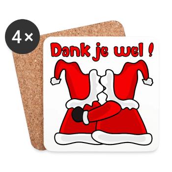 Merci Père Noël - Dessous de verre (lot de 4) - blanc - Devant