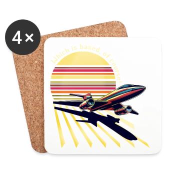 Retro Flugzeug Sonnenuntergang (Based!) - Untersetzer (4er-Set) - Weiß - Vorne