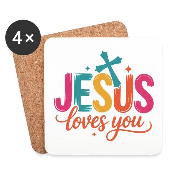 Jesus Loves You - Untersetzer (4er-Set) - Weiß - Vorne