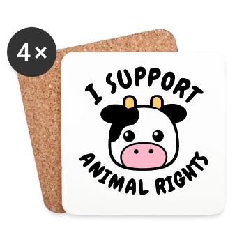 I Support Animal Rights Cow - Coasters (set of 4) - white - Front
