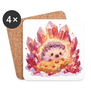 Hérisson en cristal avec un cookie - Dessous de verre (lot de 4) - blanc - Devant