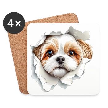 Shih Tzu - Dessous de verre (lot de 4) - blanc - Devant