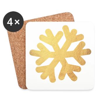 Décoration de Noël Or Flake de Neige Hiver - Dessous de verre (lot de 4) - blanc - Devant
