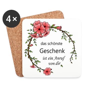 Hibiscus Flower Ring - Coasters (set of 4) - white - Front