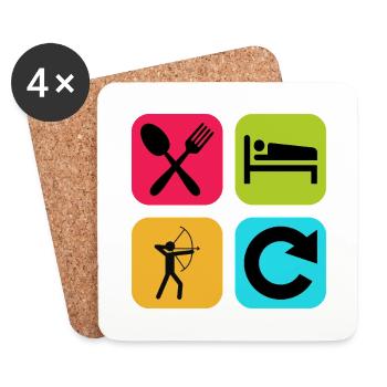 Eat Sleep Archery Repeat Funny Quote Sport - Coasters (set of 4) - white - Front