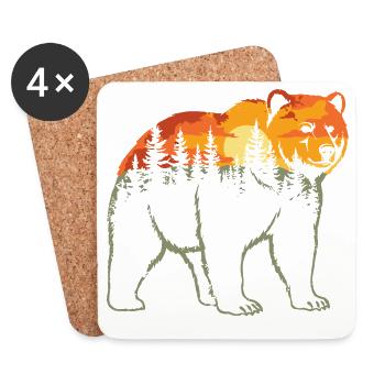 Ours, Forêt, Nature, Nature sauvage, Extérieur, Animal - Dessous de verre (lot de 4) - blanc - Devant