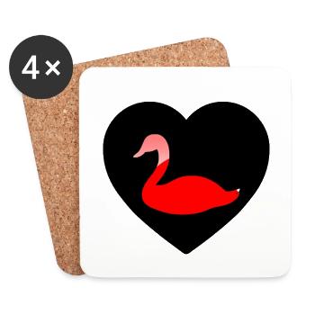 cygne - Dessous de verre (lot de 4) - blanc - Devant