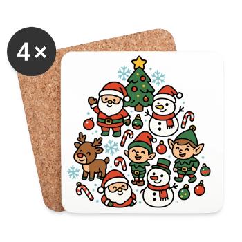Christmas World with Santa Elves Snow - Coasters (set of 4) - white - Front