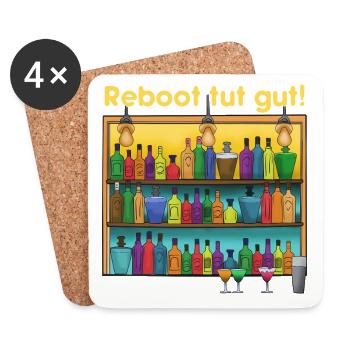 Reboot Barpalette: Bunte Spirituosen - Untersetzer (4er-Set) - Weiß - Vorne