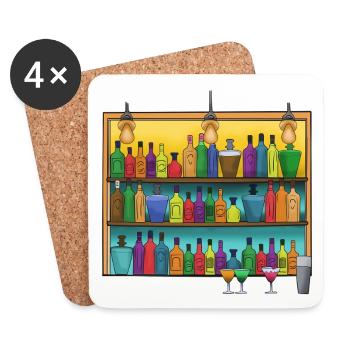 Colorful Bar Bottles Collage - Coasters (set of 4) - white - Front