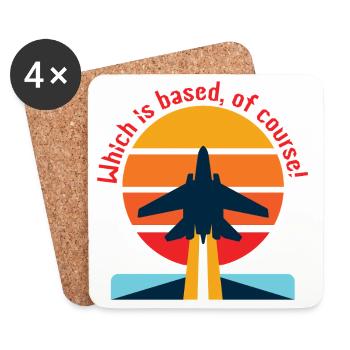 Retro airplane in sunset (Based?!) - Coasters (set of 4) - white - Front
