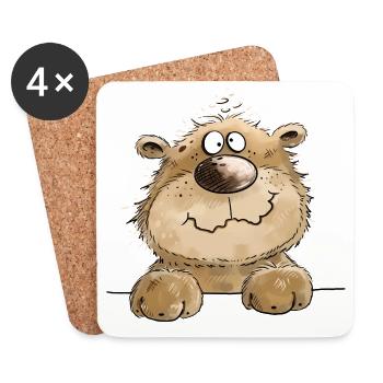 Fröhlicher Waldbär Bär Cartoon Braunbär  - Untersetzer (4er-Set) - Weiß - Vorne
