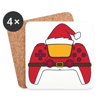 Santa Claus Video Game Controller, Christmas Maker - Coasters (set of 4) - white - Front
