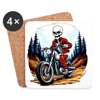 Motard squelette - Dessous de verre (lot de 4) - blanc - Devant