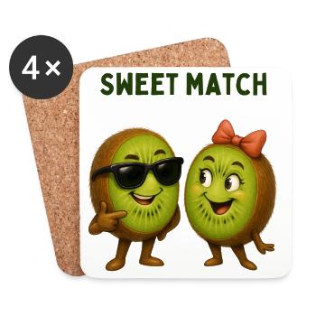 Sweet Match Kiwi Duo - Untersetzer (4er-Set) - Weiß - Vorne