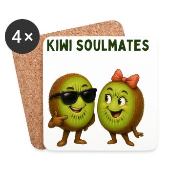 Kiwi Soulmate Duo - Coasters (set of 4) - white - Front