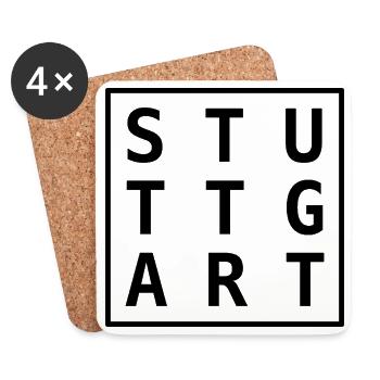 Sweat à capuche de Stuttgart, sac souvenir - Dessous de verre (lot de 4) - blanc - Devant
