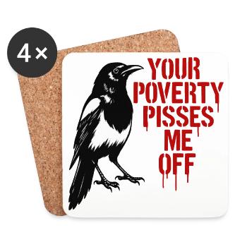 Elster mit rotem Tropftext - Coasters (set of 4) - white - Front