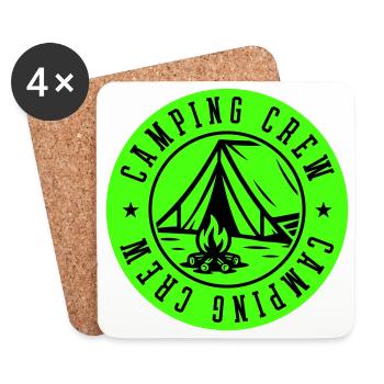 Tente de l’équipe de camping en plein air - Dessous de verre (lot de 4) - blanc - Devant