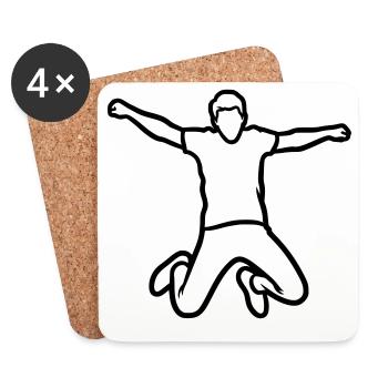 Personne qui saute – Dessin minimaliste - Dessous de verre (lot de 4) - blanc - Devant