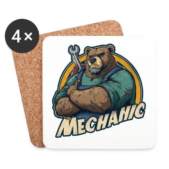 Mechanic Bear Strong Workshop Motif - Coasters (set of 4) - white - Front