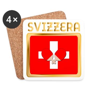 Schweizer Flagge Tischtennis - Untersetzer (4er-Set) - Weiß - Vorne