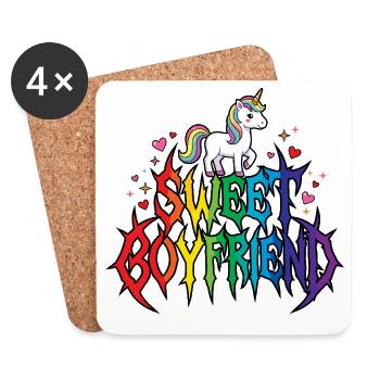 Boyfriend Unicorn Valentines Couple - Coasters (set of 4) - white - Front